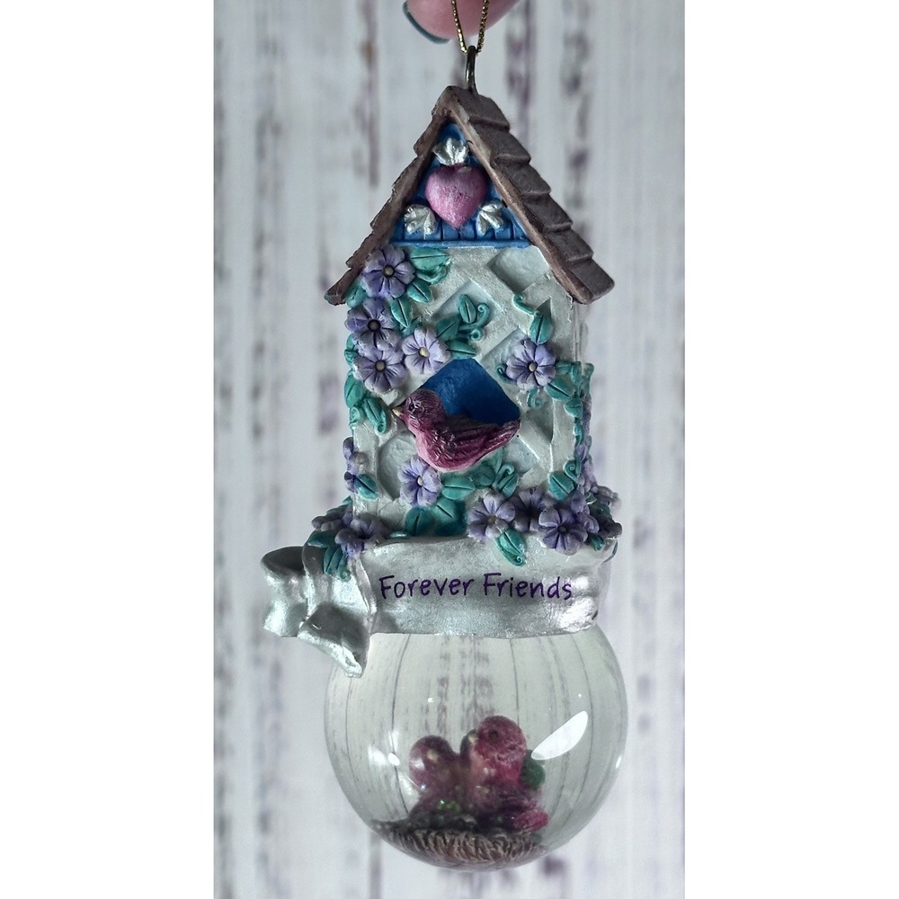 Carlton Cards Birdhouse Hanging Globe Birds Vintage Floral‎